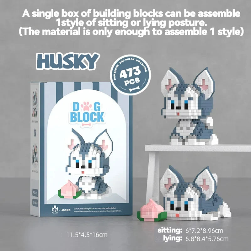 Cute Dog Building Blocks Set &ndash; Ideal Table Decor Gift HUSKY