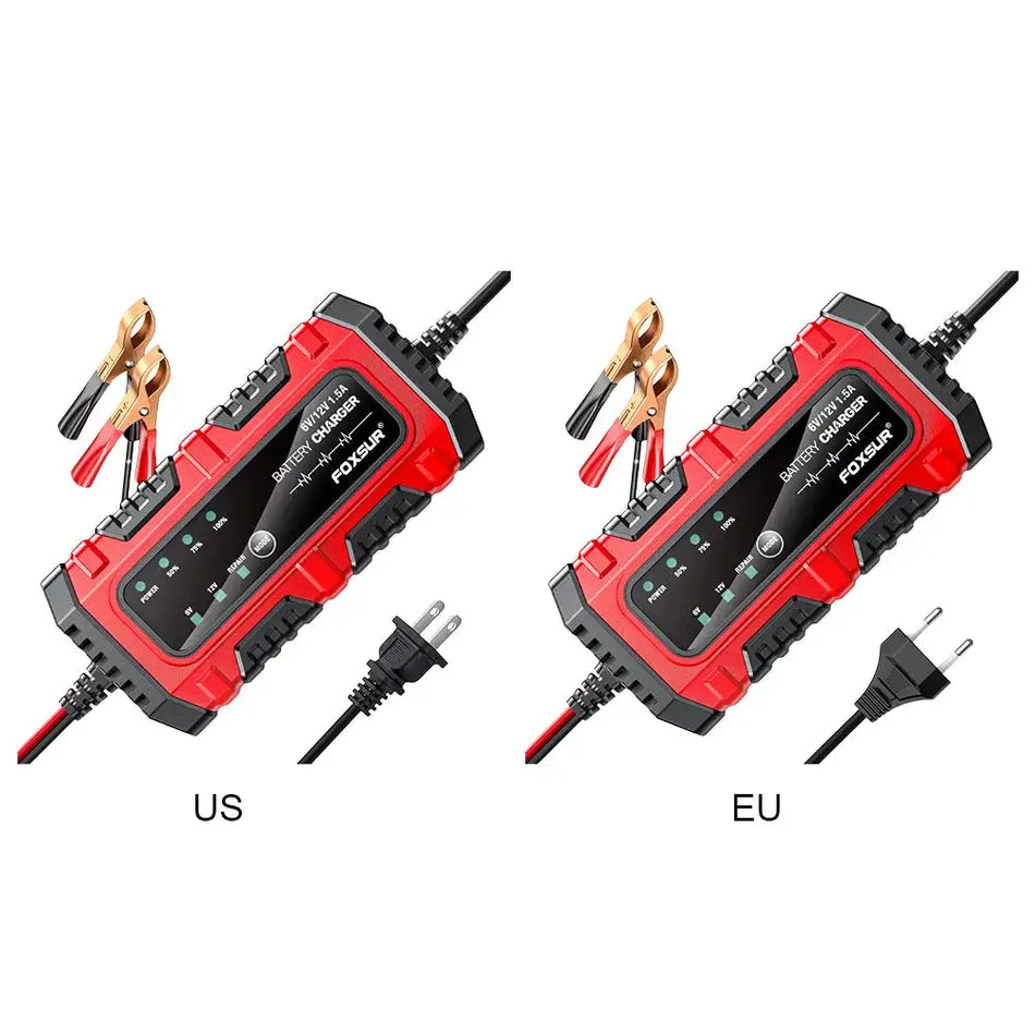Smart Battery Charger 6V 12V 1.5A For Cars SUVs LeadAcid Gel