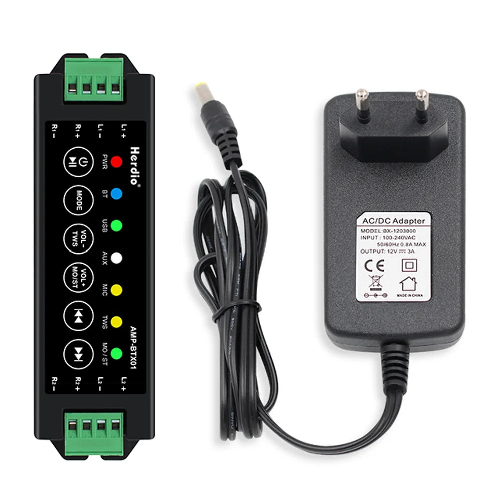 Herdio 4-Way Bluetooth &amp; Aux Mini Amplifier for Home Speakers