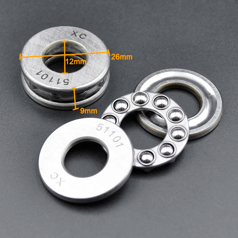Thrust Ball Bearings 51100-51108 &ndash; High Precision Steel 51101 12x26x9mm / CHINA / 10Pcs
