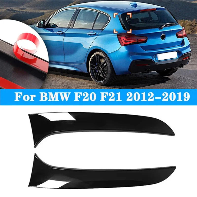 BMW 1 Serisi F20 F21 için Arka Cam Spoiler Çifti, ABS Plastik, Parlak Siyah, Aerodinamik
