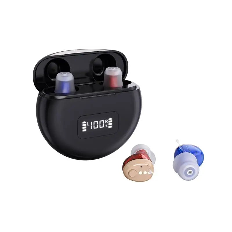 MUOXI 2025 CIC 10 Rechargeable Hearing Aid - Invisible red blue A pair