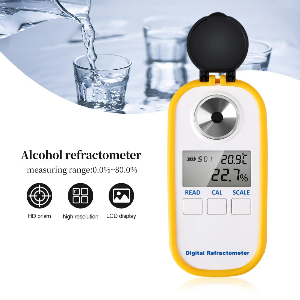 Precision Alcohol Refractometer ATC &ndash; One-Click Calibration For White Alcohol
