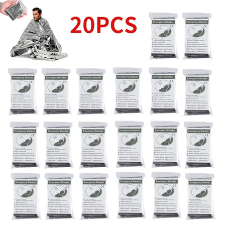 5-30Pc Emergency Gold-Sliver Blanket 130x210Cm &ndash; Waterproof 20PCS-Silver