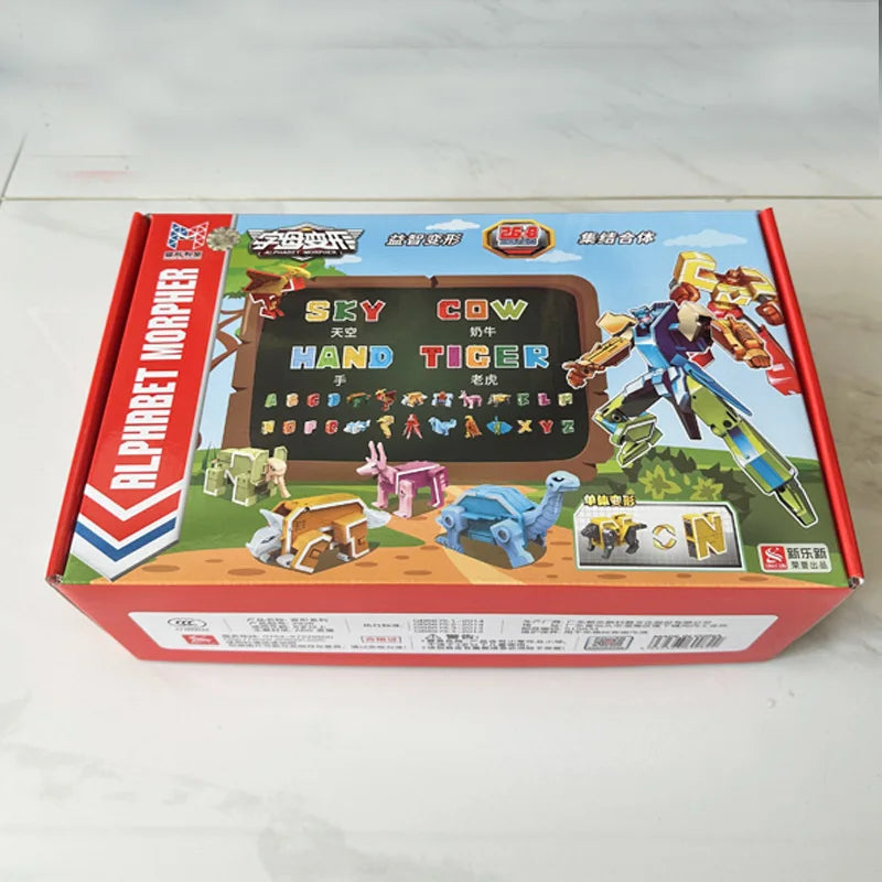 Transforming Number Robots Action Figure Set with Dinosaur Model 26PCS A-Z with BOX