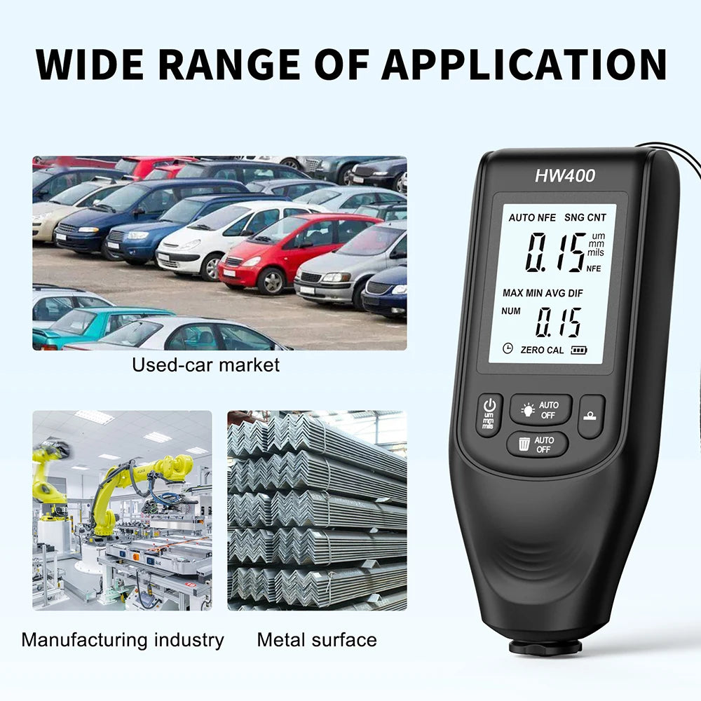 HW400 Car Coating Thickness Gauge - Calibrated With Sheets