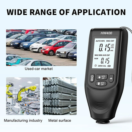 HW400 Car Coating Thickness Gauge - Calibrated With Sheets