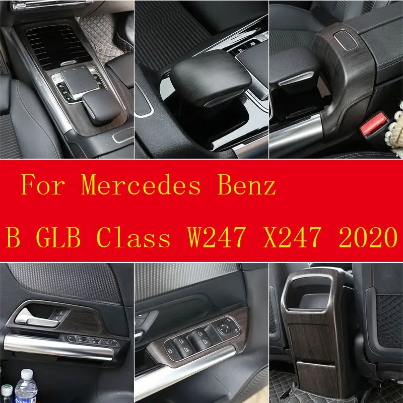 Tampa de acabamento interior com padrão de madeira de carvalho para Mercedes Benz B Class W247 GLB X247 2020 2022 Acessórios de decoração para carro