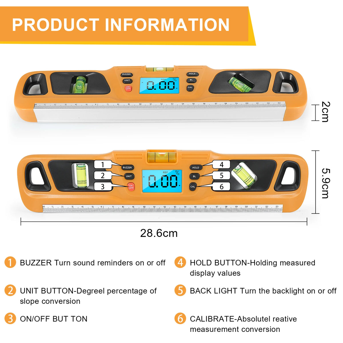 Digital Spirit Level &ndash; With LED Display And Magnetic Base