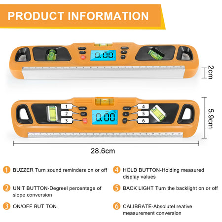Digital Spirit Level &ndash; With LED Display And Magnetic Base