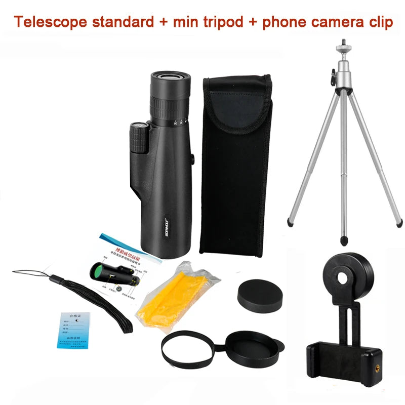 Borwolf 12-36X50 Telescope &ndash; High Power BAK4 Prism Optics Add tripod and clip