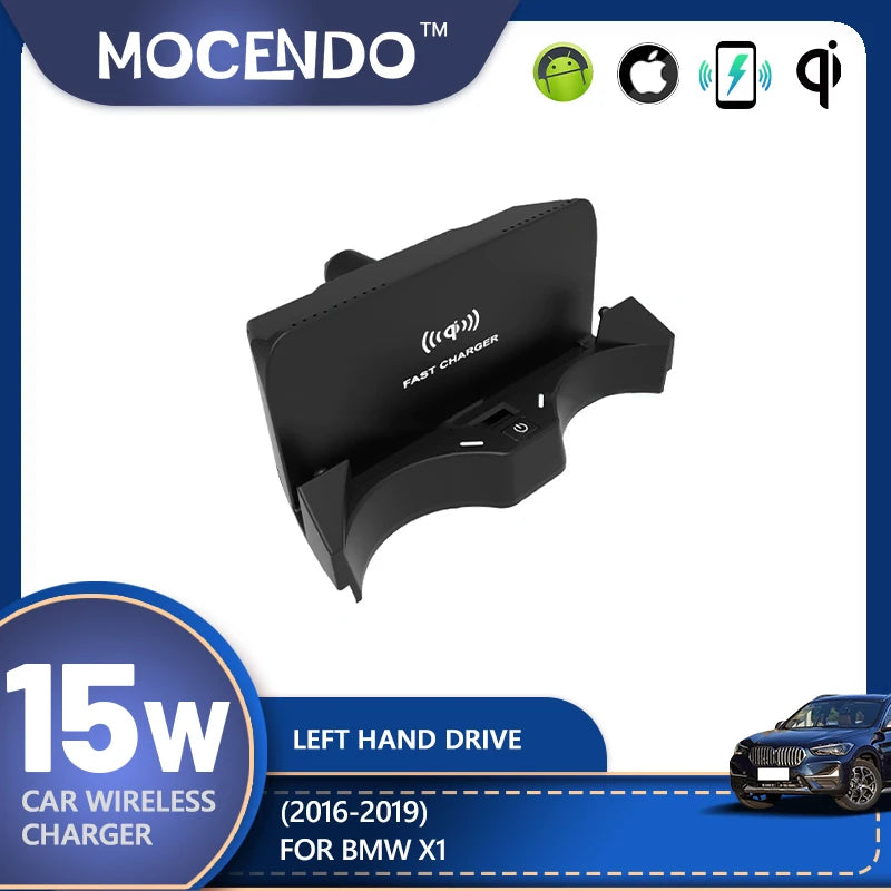 Chargeur de voiture sans fil pour BMW X1 2016-2019, pad inductif rapide Qi
