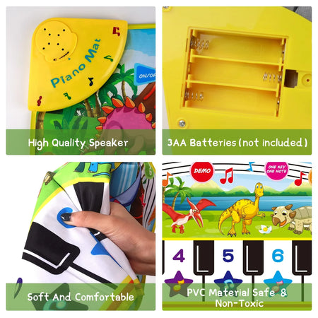 Musical Piano Mat for Toddlers &ndash; Interactive Dinosaur Sounds