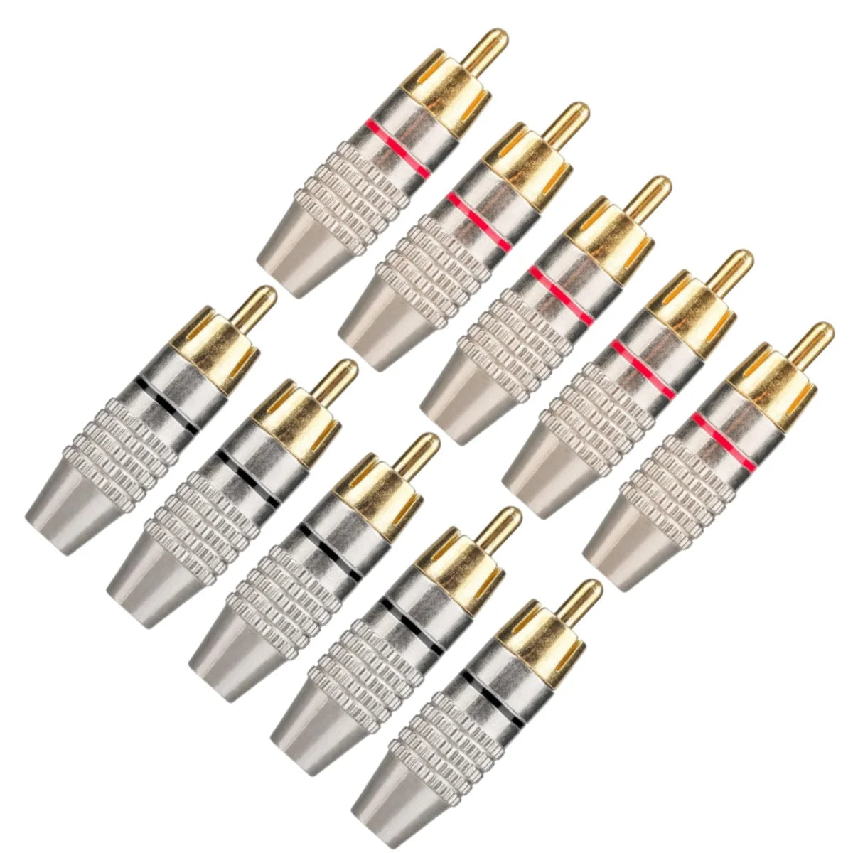 RCA Male Plug 45mm Solderless Gold Connector &ndash; Locking 10pcs