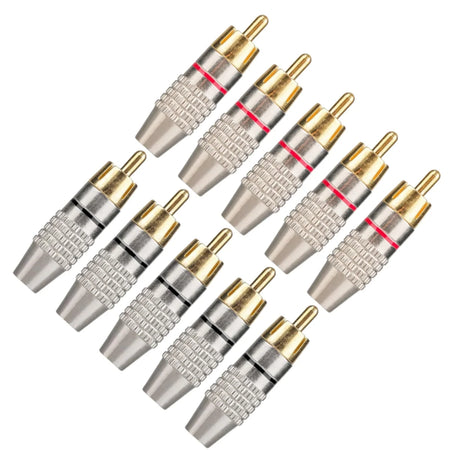 RCA Male Plug 45mm Solderless Gold Connector &ndash; Locking 10pcs