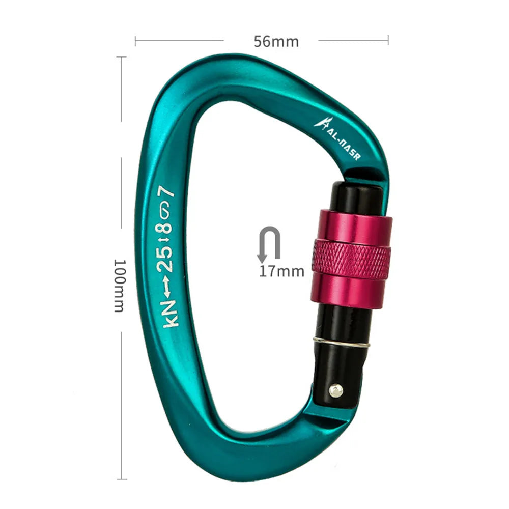 D-Shaped Carabiner Screw Locking Gate &ndash; High Strength 25KN Green