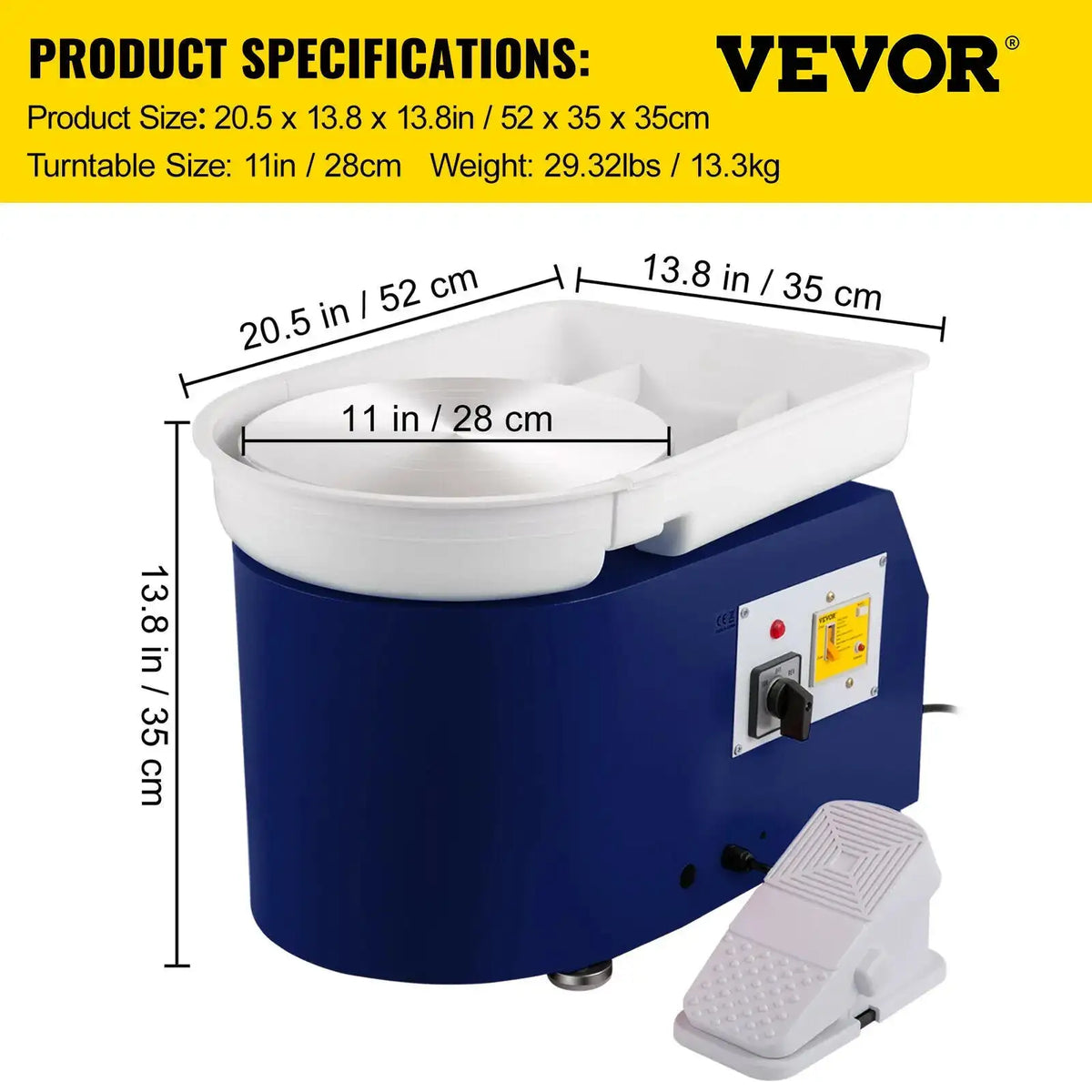 Electric Pottery Wheel Machine &ndash; Compact 28cm 350W Blue / france