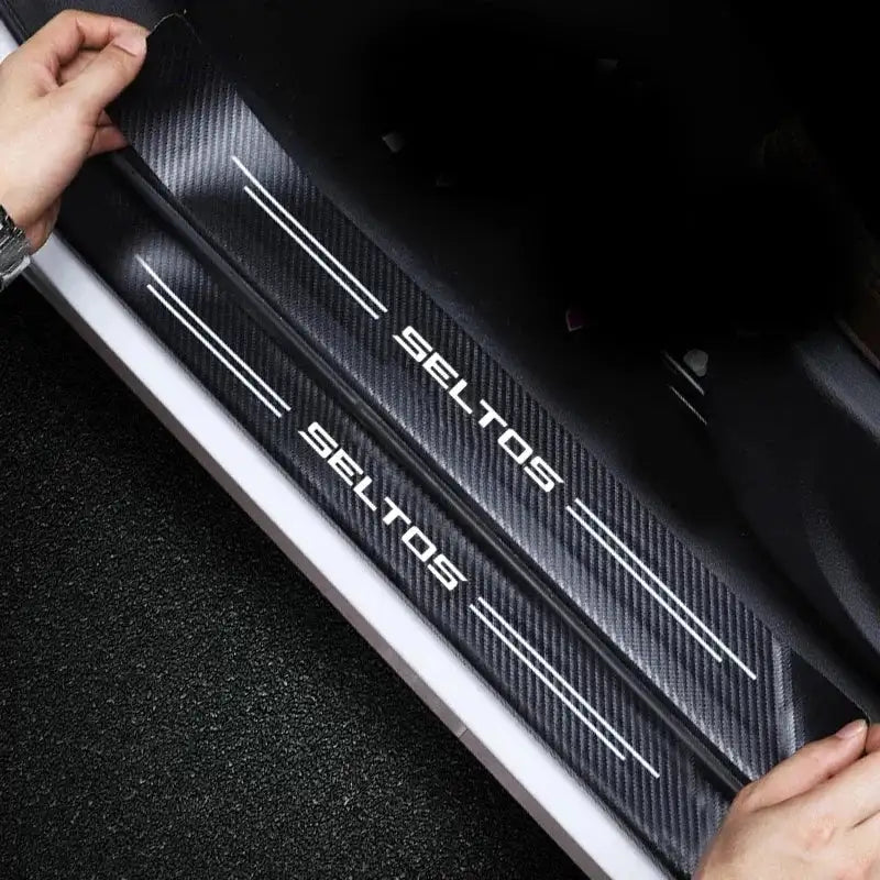 Kia Seltos Door Sill Protector Carbon Fiber Stripe