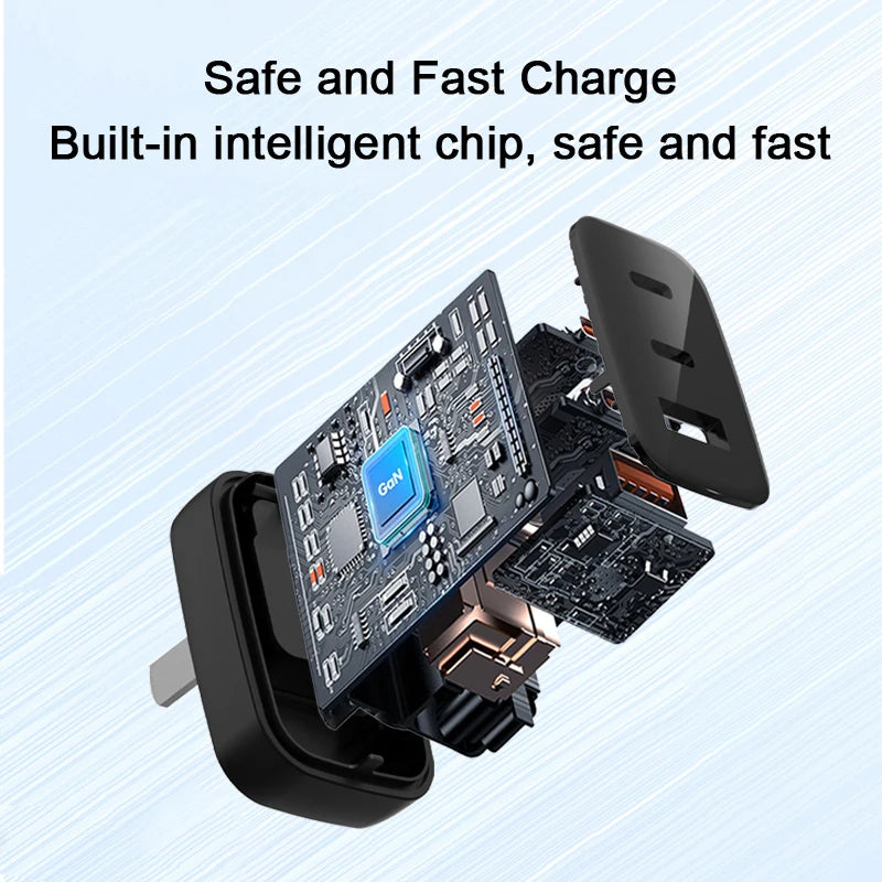 67W GaN USB-C Charger &ndash; Ultra-Fast Triple Port Charging