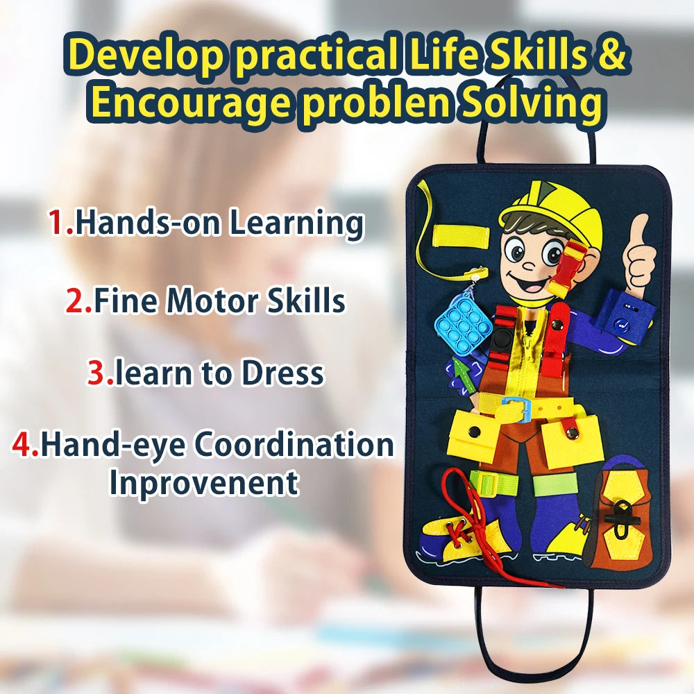 Montessori Busy Board For Kids &ndash; Travel Friendly Fine Motor