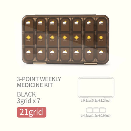Portable 21 To 28 Grids Weekly Pill Box &ndash; Seven Day Case 21Grids Brown