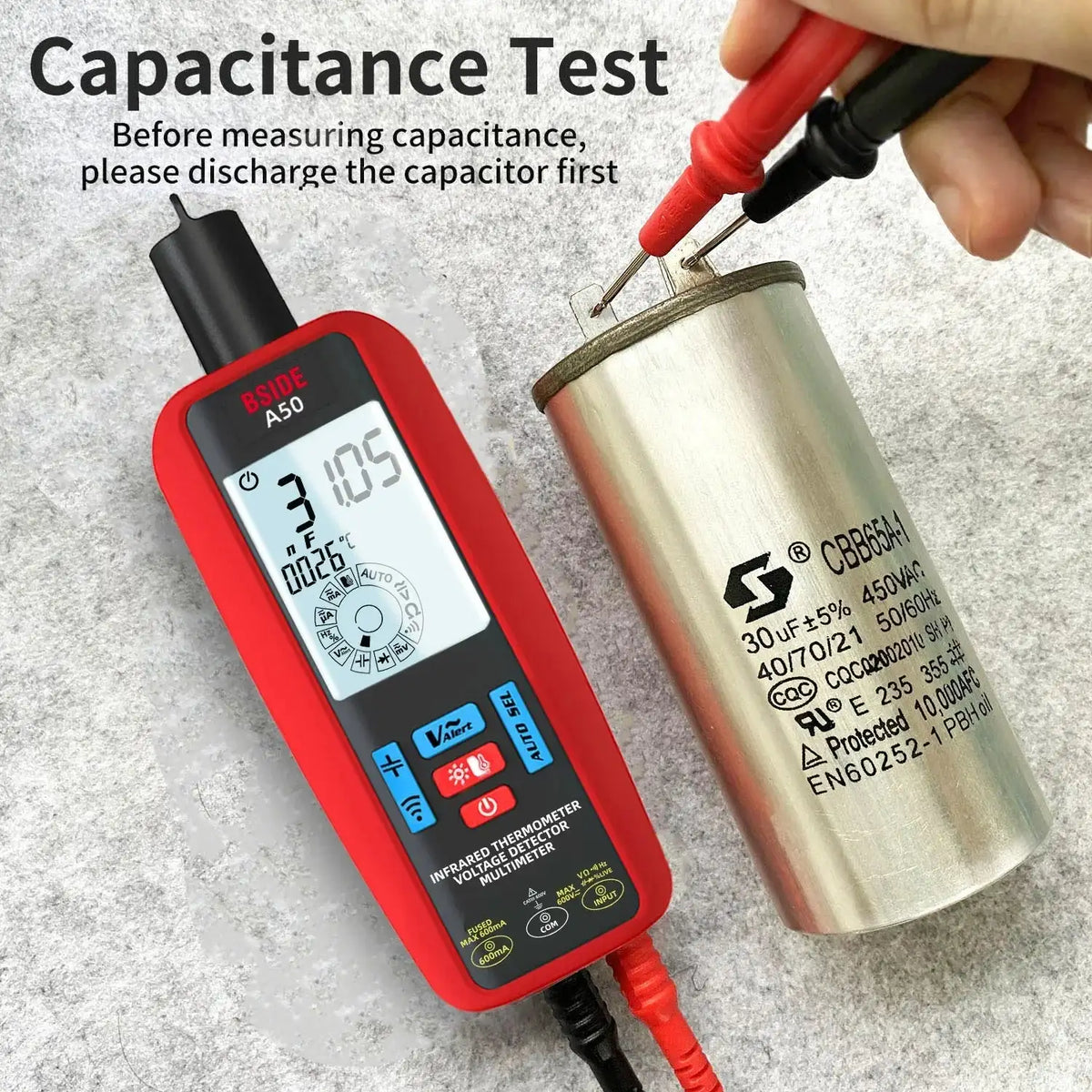 BSIDE A50 Infrared Thermometer Multimeter Rechargeable