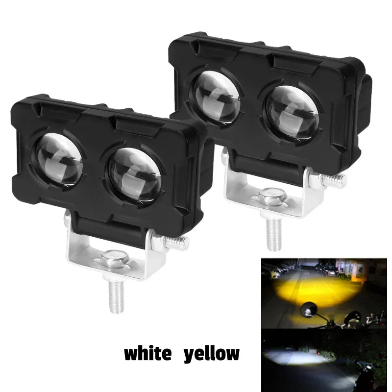 KEVANLY Dual Color LED Foglight &ndash; Super Bright Motorbike Illumination White Yellow