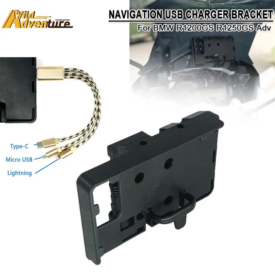 Phone Holder For BMW R1200GS Adv GS1200 GS1250 R1250GS Adventure LC F800GS F700GS Supporter Navigation USB Charger Stand Bracket by InterCyprus Trading Ltd