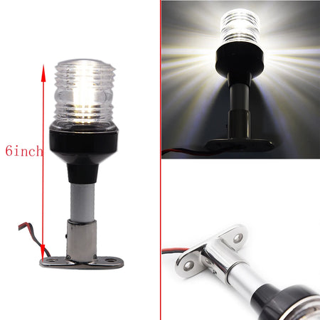 Fold Down Anchor Light for Yachts - Stainless Steel LED Navigation Lamp 6inch