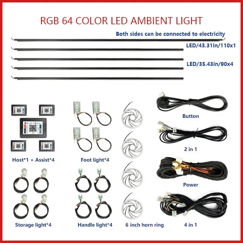 22 in 1 and some small light strips LED Ambient Lamps Universal Colorful Atmosphere Lights Auto Interior Neon Strip App Parts by InterCyprus Trading Ltd