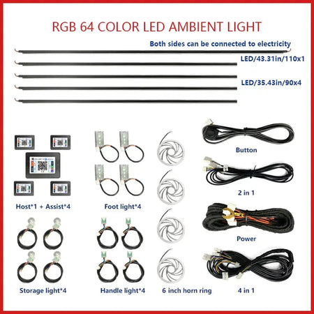 22 in 1 and some small light strips LED Ambient Lamps Universal Colorful Atmosphere Lights Auto Interior Neon Strip App Parts by InterCyprus Trading Ltd