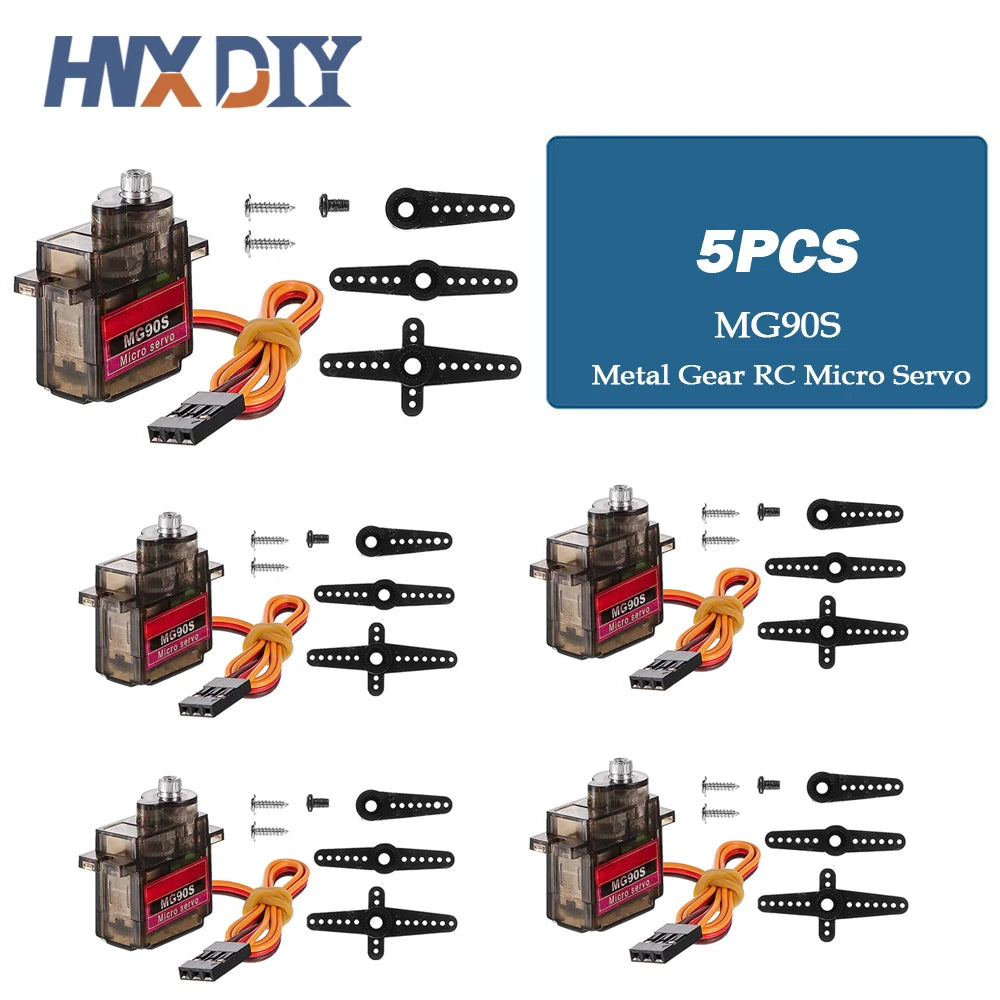 MG90S Micro Servo Motor &ndash; High Precision 180 Degree Rotation 5pcs-Metal Gear