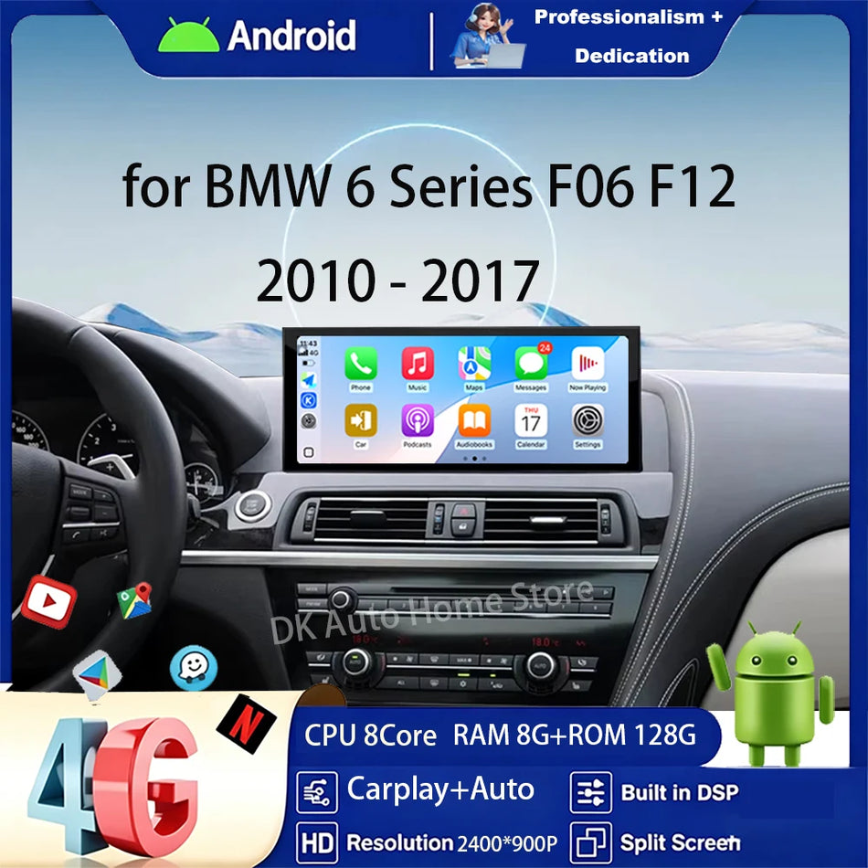 Radio auto Android de 12 inch, 16 pentru BMW Seria 6 F06 F12 cu DSP și navigație GPS