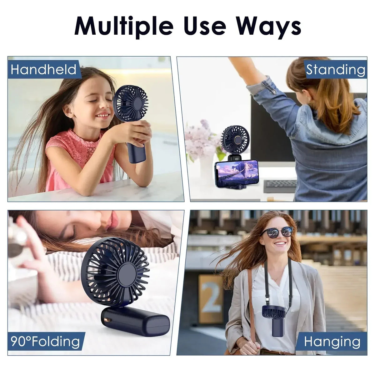 5000mAh Rechargeable Portable Fan with 5 Speeds &amp; LED Display | XMSJ