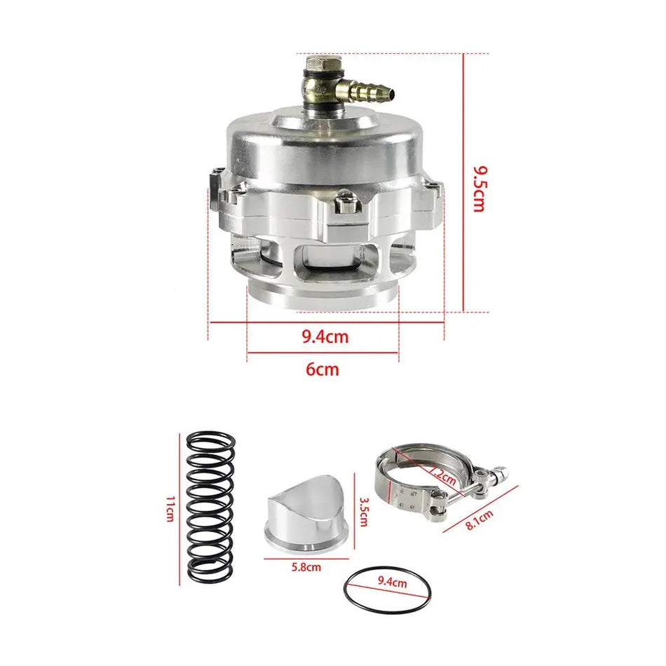 Universal Turbo Blow Off Valve 50mm BOV With Weld On Aluminum V-Band Flange 6PSI+18PSI Springs by InterCyprus Trading Ltd