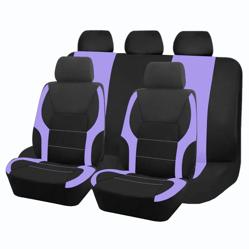 Sporty Universal Polyester Car Seat Covers for All Vehicles Pruple 5 seat