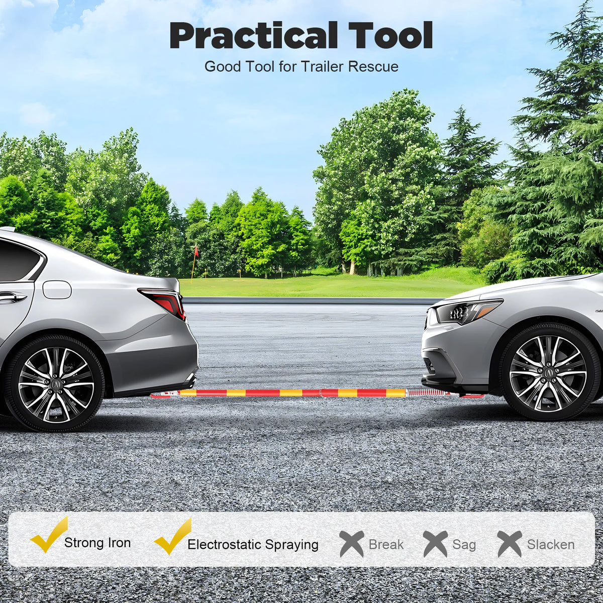 5T Iron Trailer Bar - Heavy Duty 5 Ton Tow Capacity