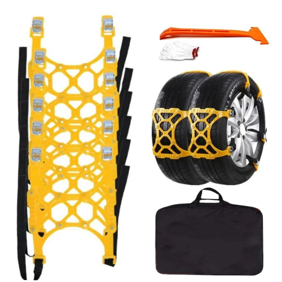 Auto-Schneeketten 6 Stück Nylon TPU rutschfest, einfach zu installieren, passend für 165 bis 265 mm Reifen