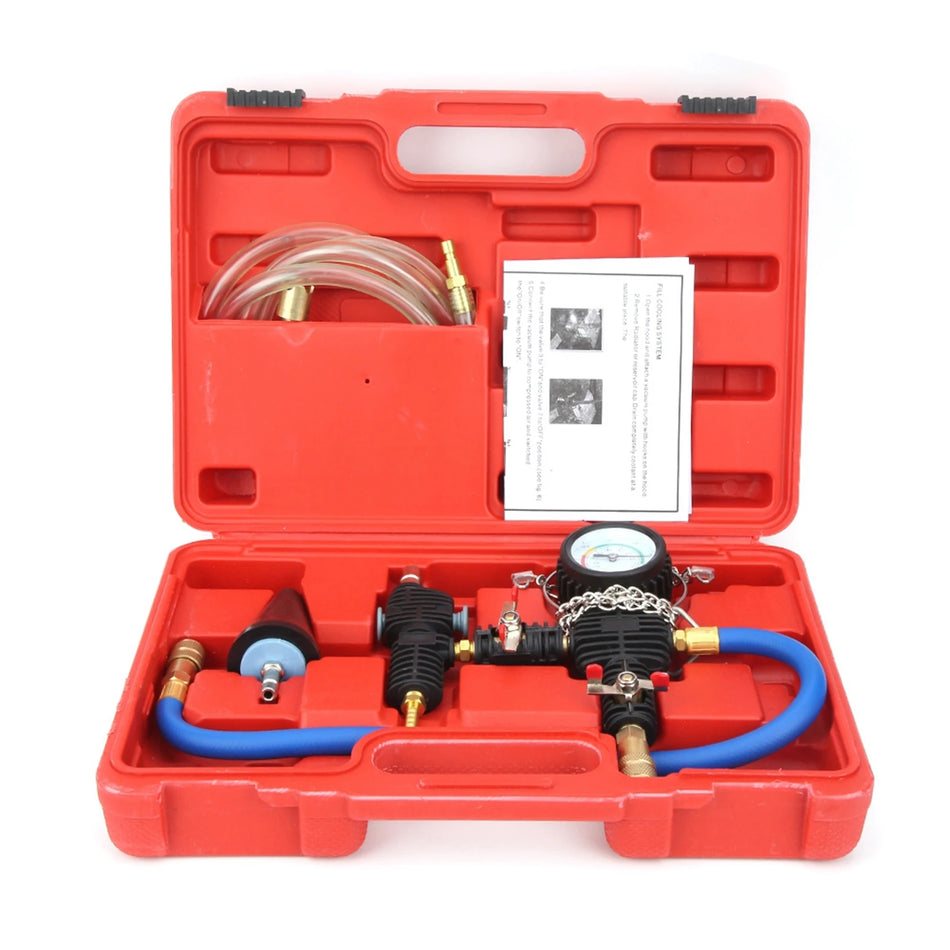Cooling System Vacuum Purge and Coolant Refill Kit with Case for Car, SUV, Van