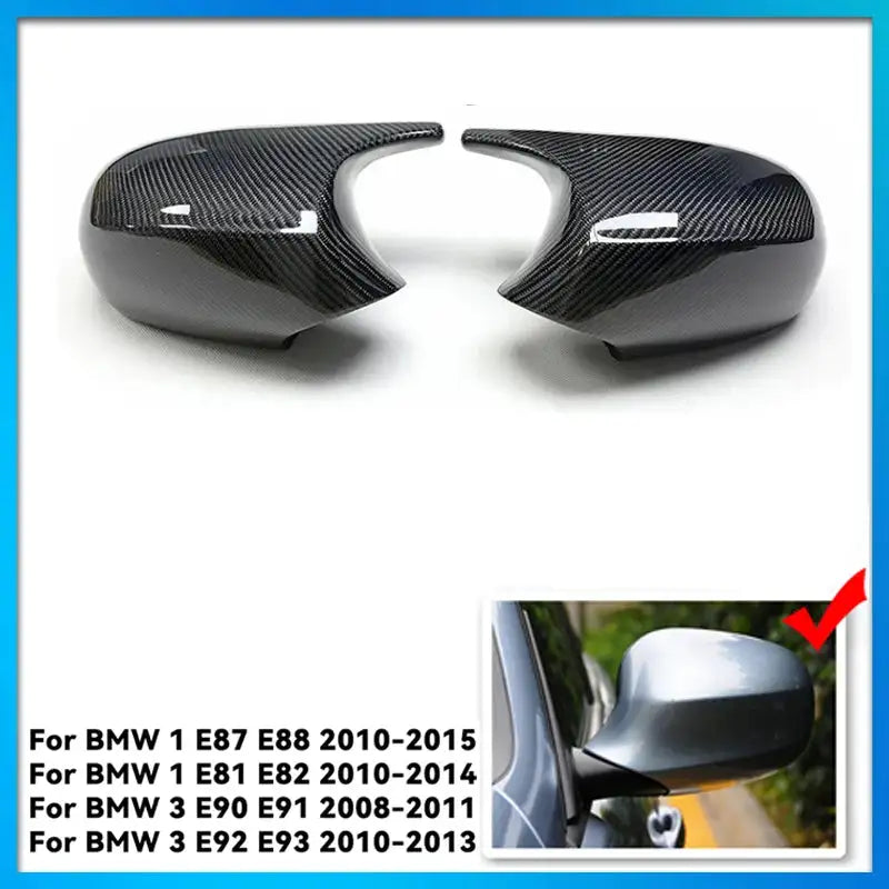 BMW Side Mirror Cap Wing Cover For E90 E91 E92 E93 E81 Carbon Fiber 1