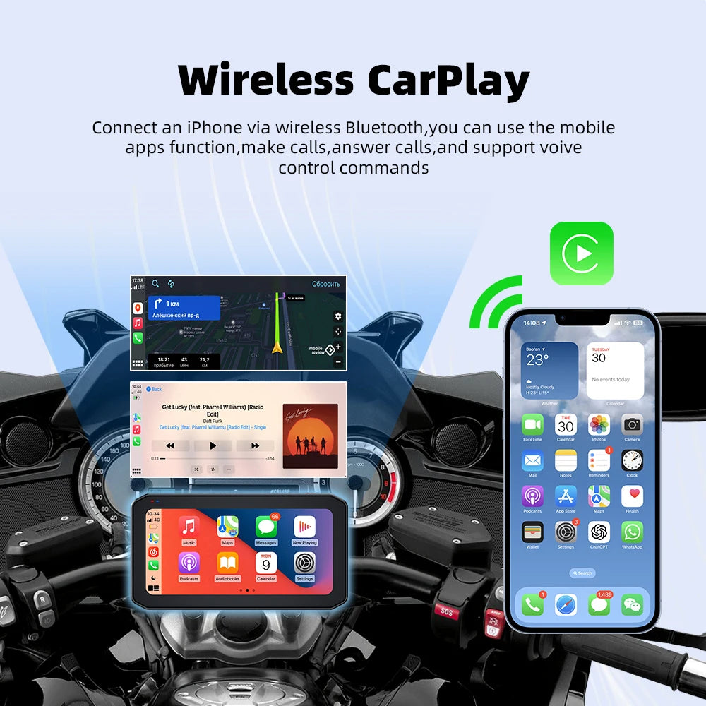 EKIY Wireless CarPlay Moto &ndash; Portable Motorcycle GPS Navigation Screen