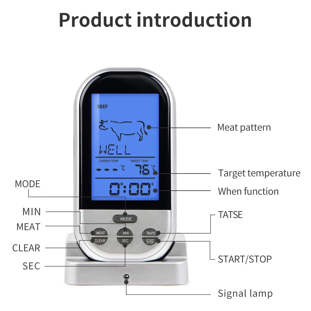 JUANJUAN Digital BBQ Thermometer &ndash; Wireless Temperature Monitoring