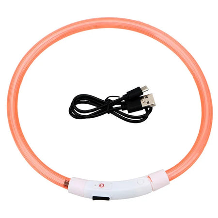Luminous LED Dog Collar with USB Rechargeable Light Orange / S(35CM)