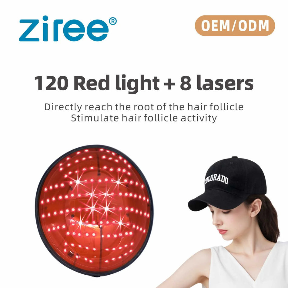 Καπέλο Ανάπτυξης Μαλλιών με 120 LED Κόκκινου Φωτός και 8 Λέιζερ για Πιο Δυνατά και Πυκνότερα Μαλλιά στο Σπίτι Καπέλο Θεραπείας με Λέιζερ