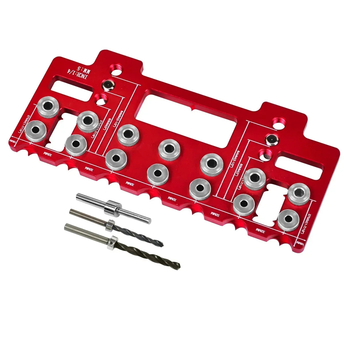 Aluminum Pocket Hole Jig Kit &ndash; Precise Hole Template Red Set