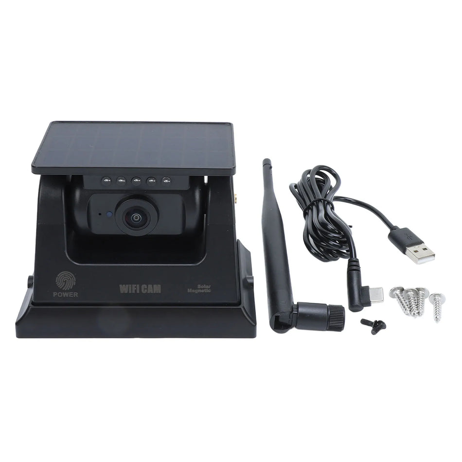 Bezdrátová solární magnetická záložní kamera s nočním viděním, 140 stupňový široký úhel