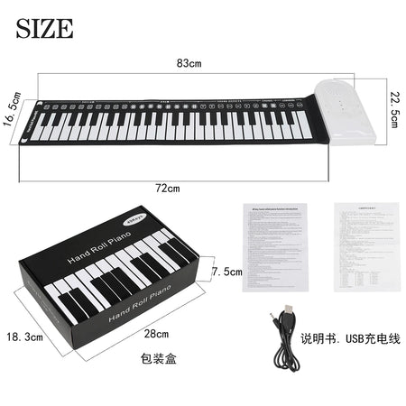 IRIN 49-Key Hand Roll Up Piano &ndash; Foldable Silicone Keyboard