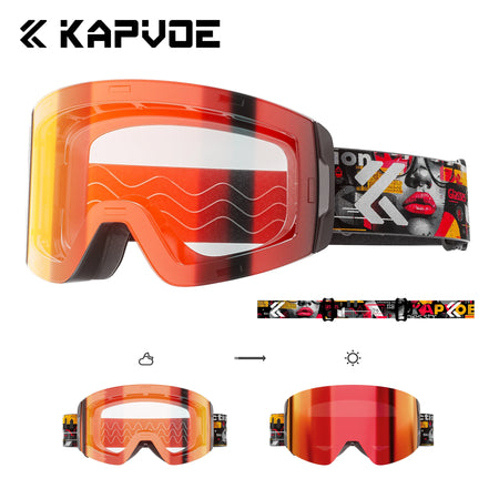 KAPVOE K718 Ski Goggles &ndash; Photochromic UV400 Anti-Fog Lenses DZ-K718-PH-RE-16