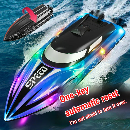 RC Boat With Colorful LED Light - Waterproof Racing