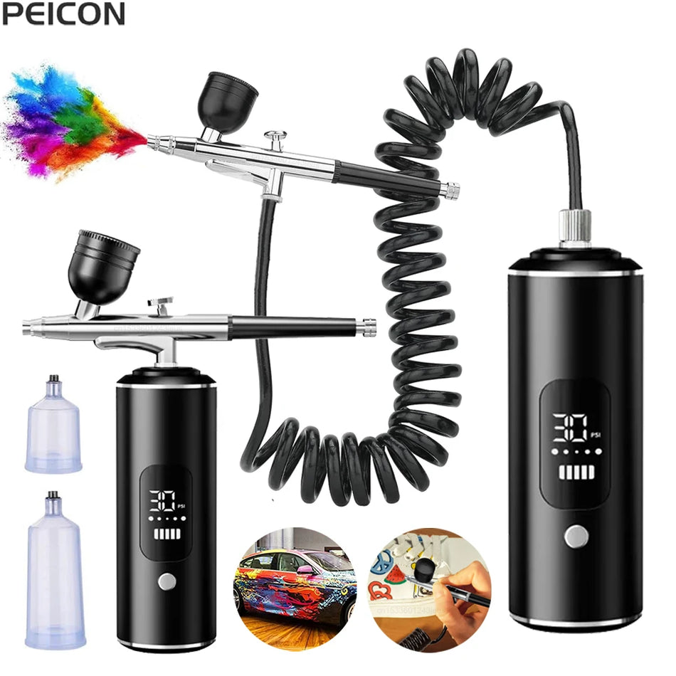 Portable Airbrush Kit with Mini Spray Gun and Compressor for Painting